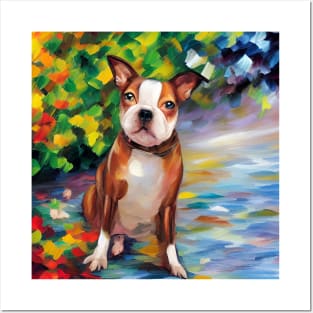 Brown Boston Terrier Posters and Art